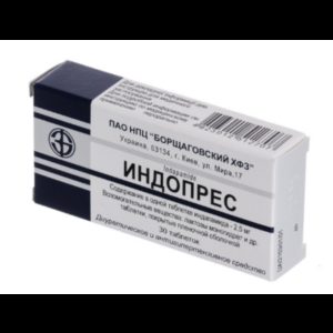 Indapamide 25mg 30 tablets